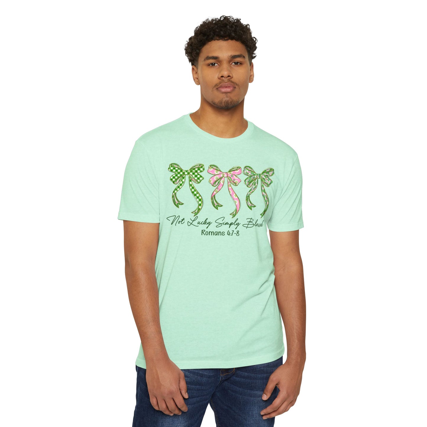 Bow Trio T‑Shirt — "Not Ashamed" Floral Ribbon Christian Tee (Romans 1:16)