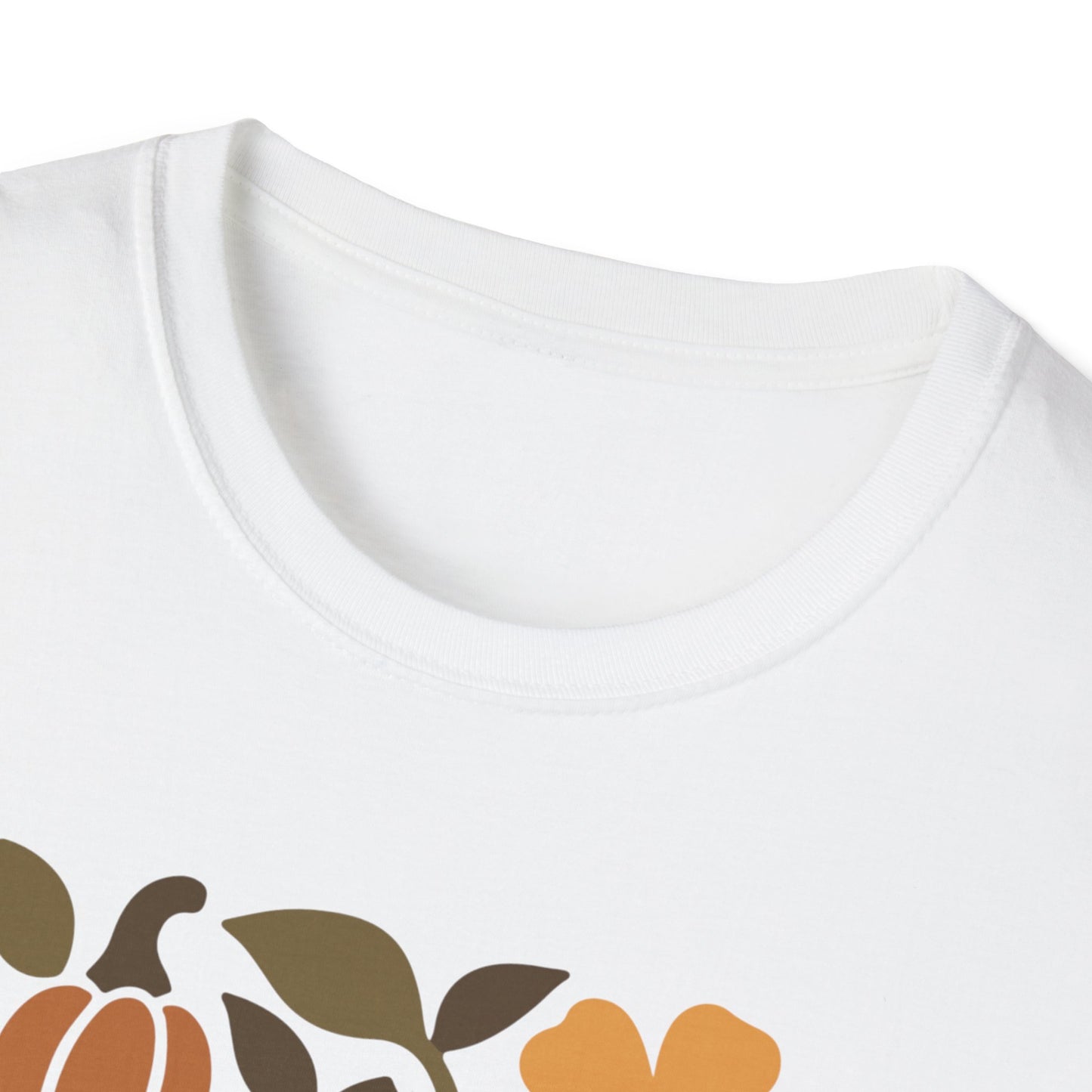 Autumn Harvest Unisex T-Shirt, Cozy Fall Tee, Seasonal Casual Wear, Thanksgiving Apparel, Pumpkin & Floral Design