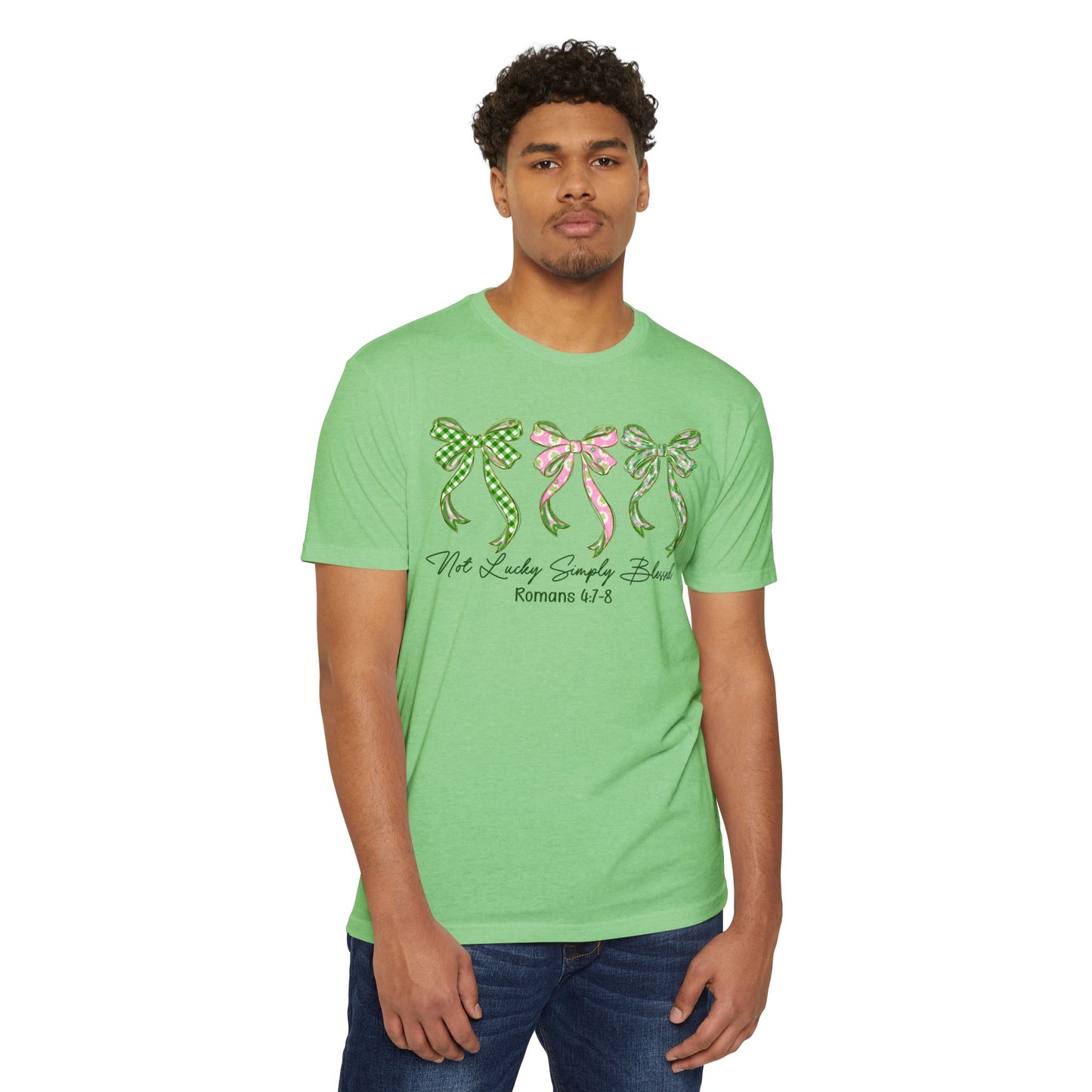 Bow Trio T‑Shirt — "Not Ashamed" Floral Ribbon Christian Tee (Romans 1:16)