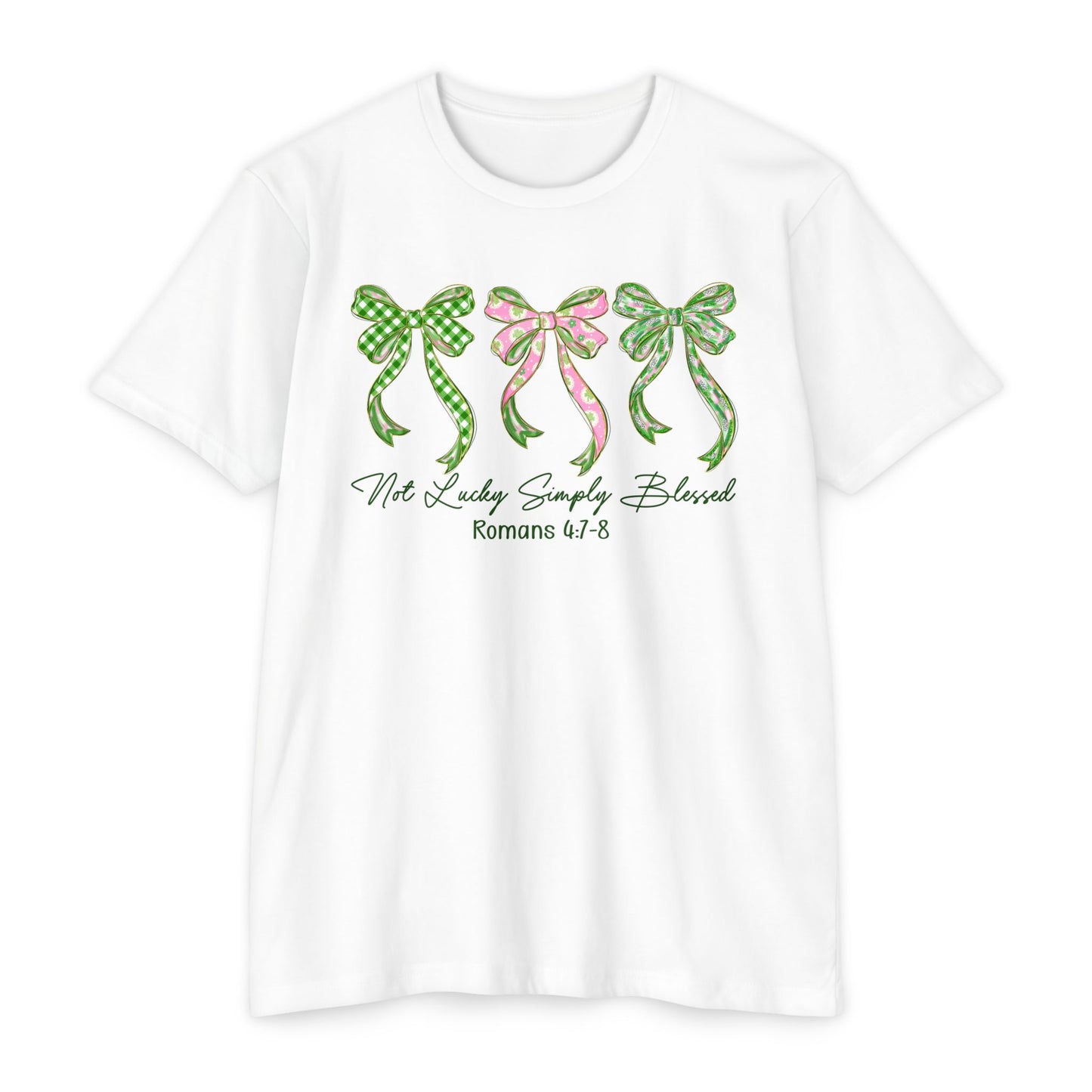 Bow Trio T‑Shirt — "Not Ashamed" Floral Ribbon Christian Tee (Romans 1:16)