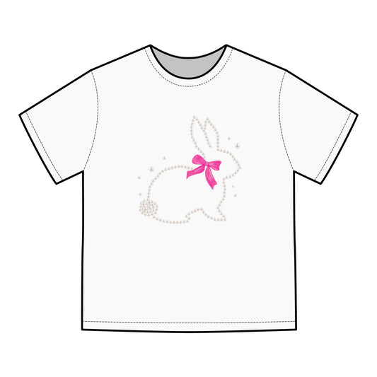 Easter Bunny T-Shirt — Sparkle Bunny with Pink Bow