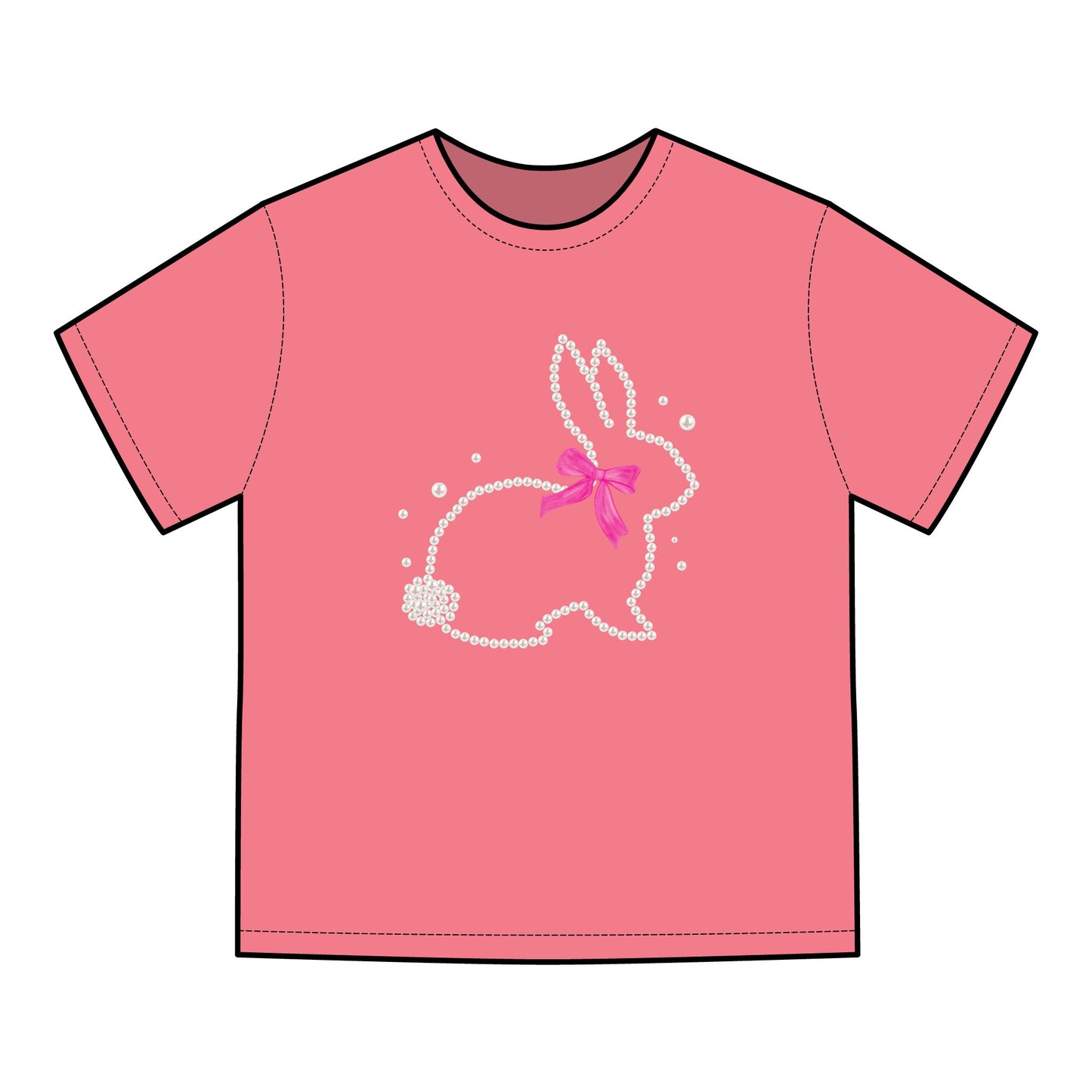Easter Bunny T-Shirt — Sparkle Bunny with Pink Bow