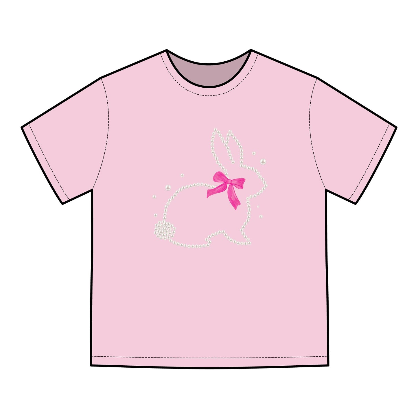 Easter Bunny T-Shirt — Sparkle Bunny with Pink Bow