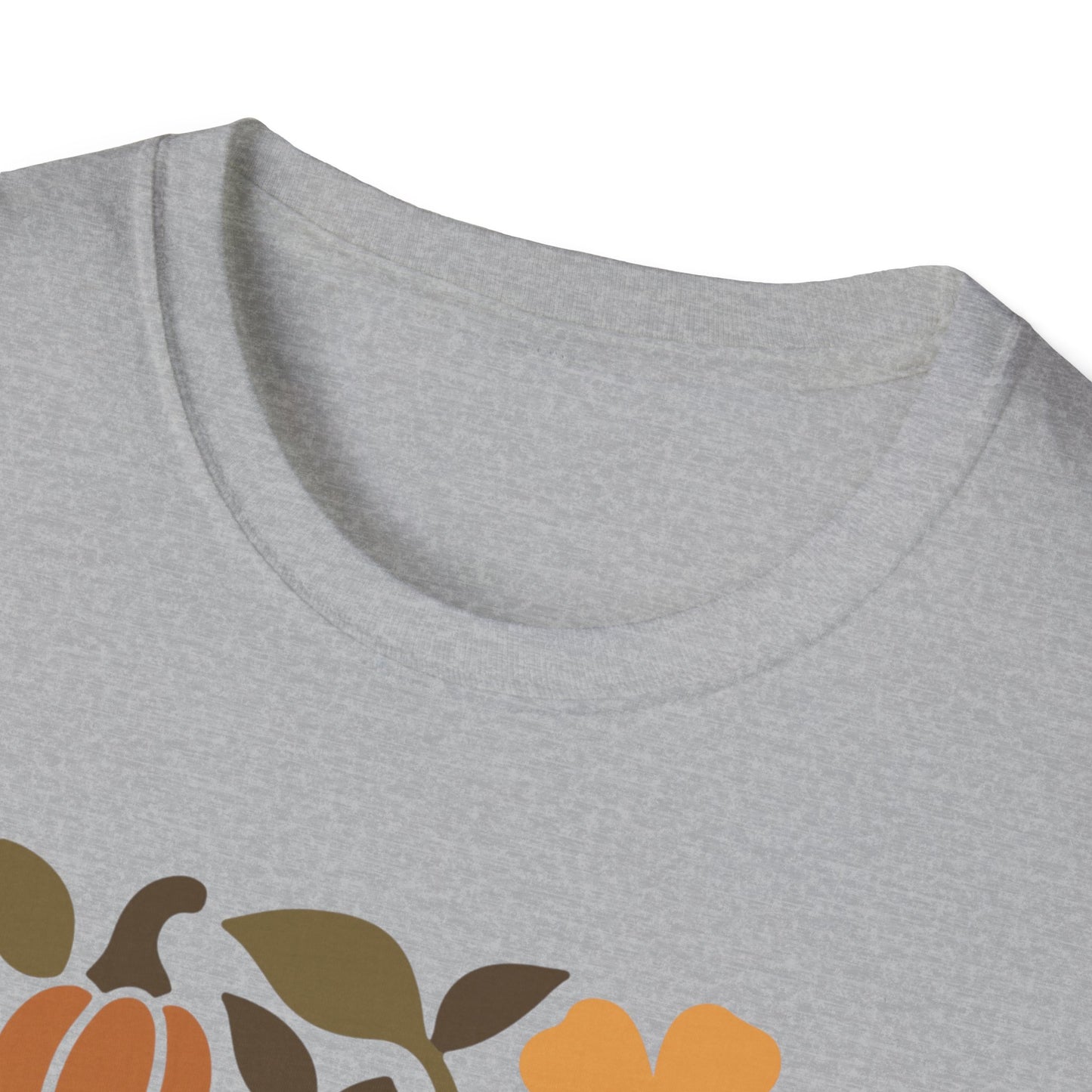Autumn Harvest Unisex T-Shirt, Cozy Fall Tee, Seasonal Casual Wear, Thanksgiving Apparel, Pumpkin & Floral Design