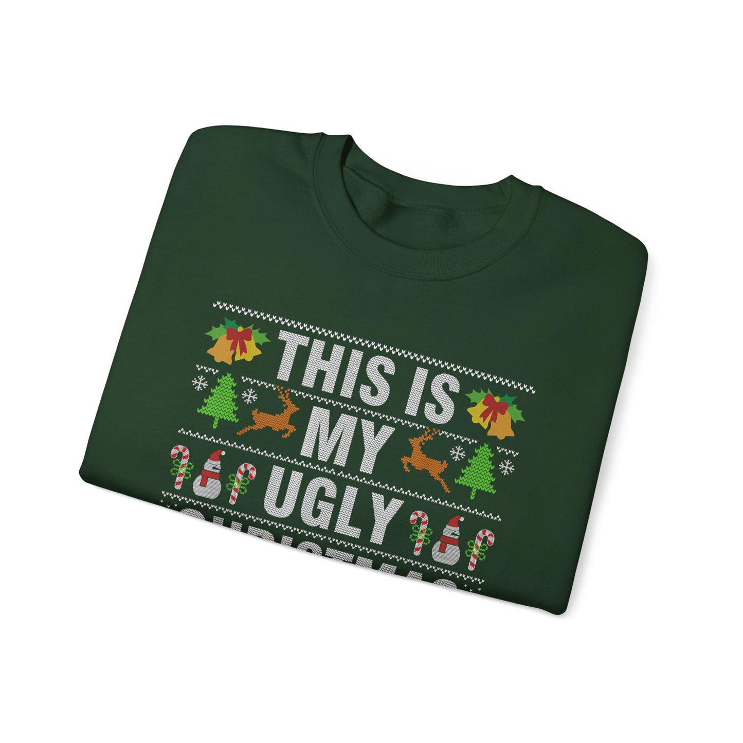 "This Is My Ugly Christmas Sweater" Crewneck Sweatshirt — Funny Holiday Xmas Sweater Pullover