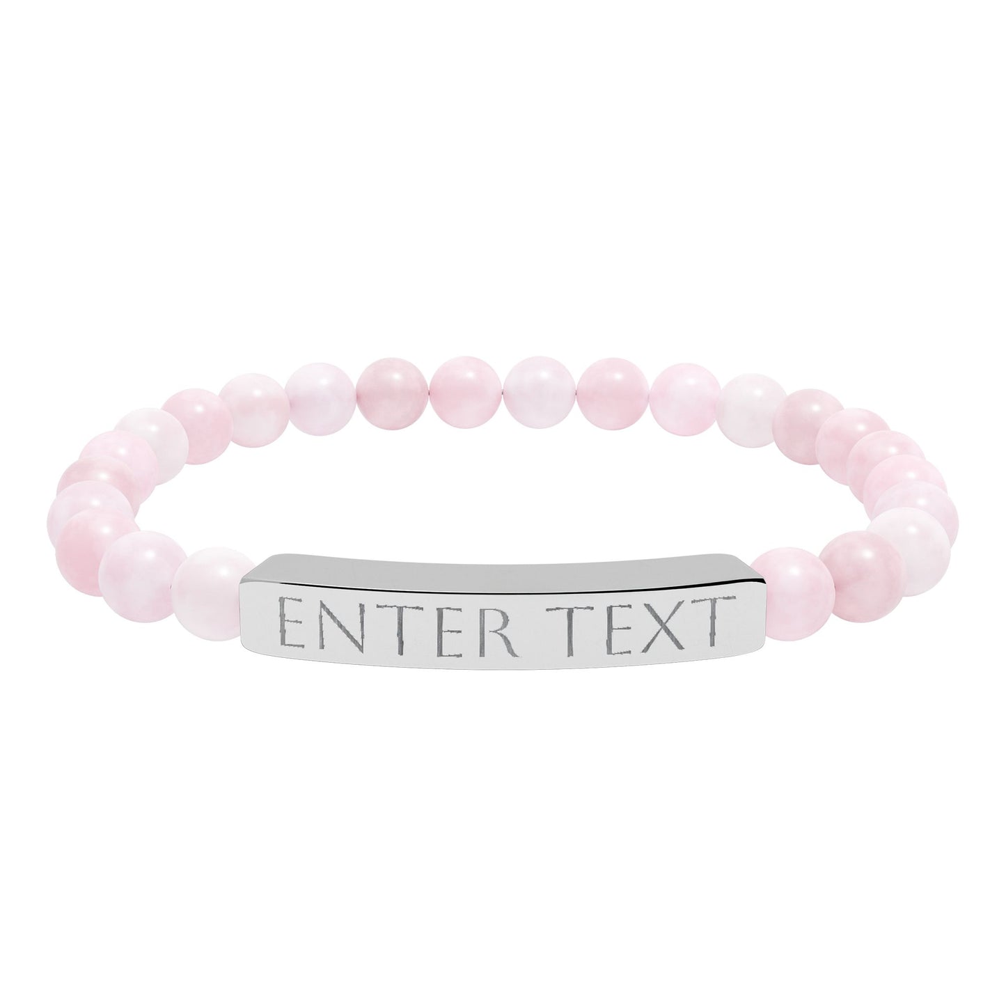 Engravable Natural Stone Bead Bar Bracelet — Custom Text Stretch Bracelet
