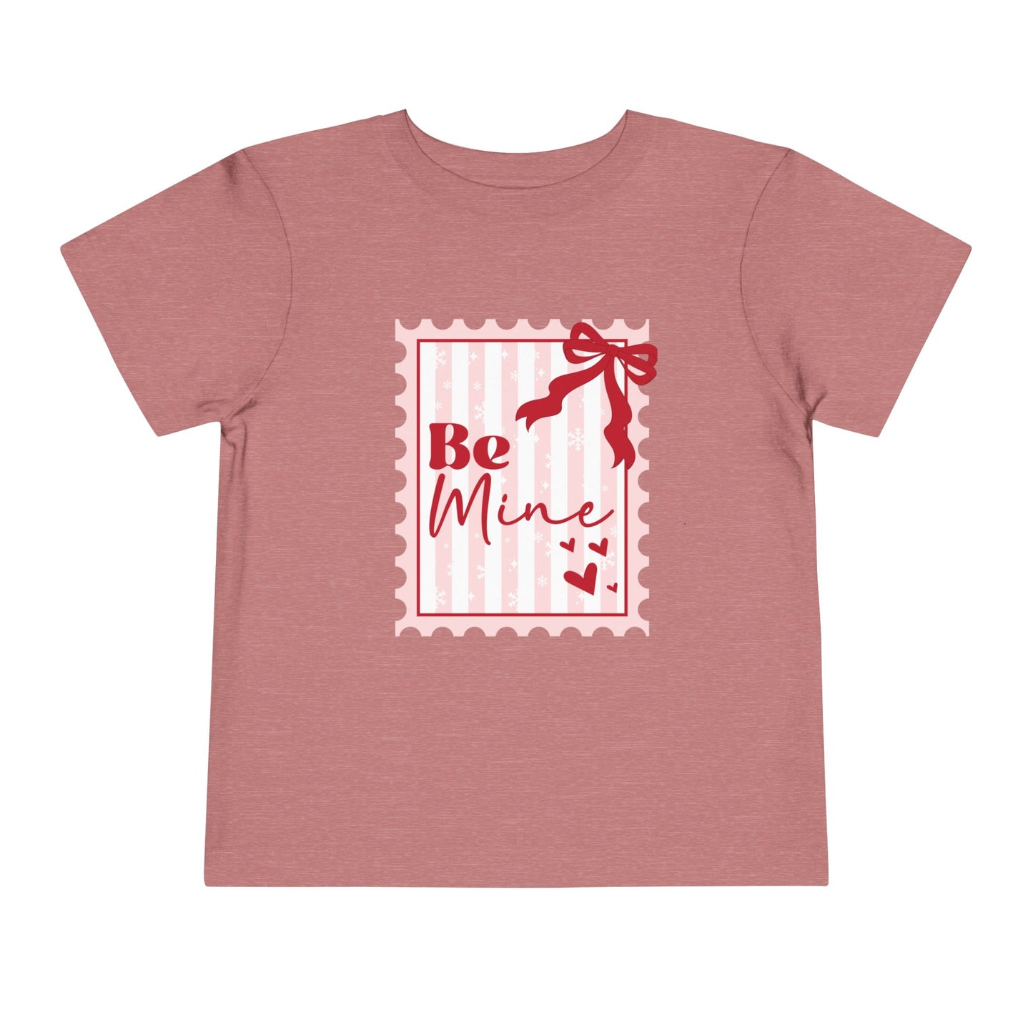 Be Mine Toddler Tee — Valentine’s Day Pink Stamp Design