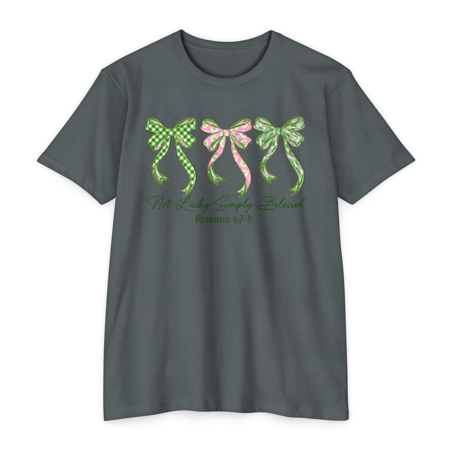 Bow Trio T‑Shirt — "Not Ashamed" Floral Ribbon Christian Tee (Romans 1:16)
