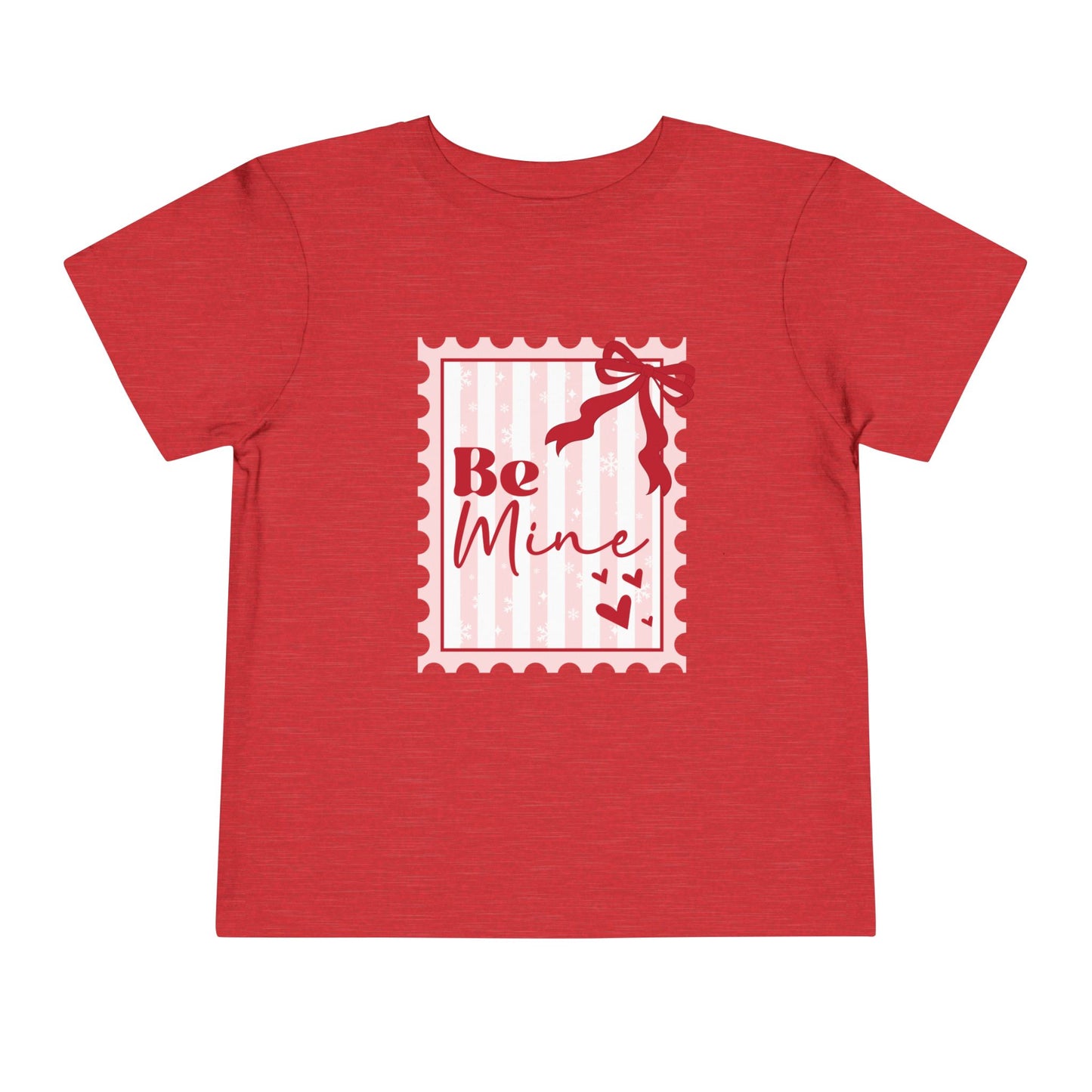 Be Mine Toddler Tee — Valentine’s Day Pink Stamp Design