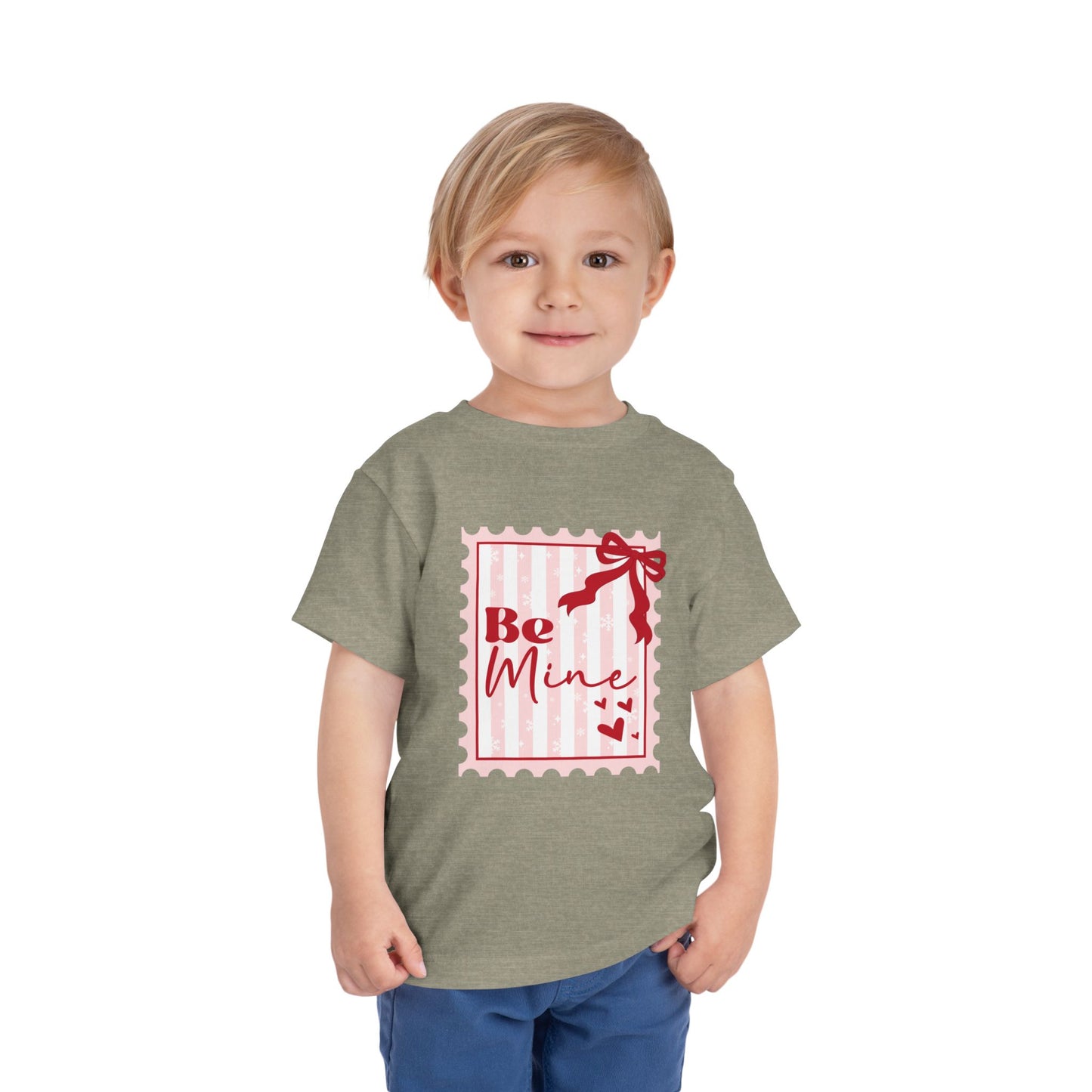 Be Mine Toddler Tee — Valentine’s Day Pink Stamp Design