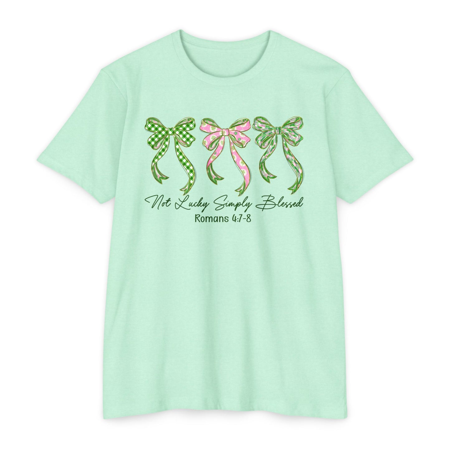 Bow Trio T‑Shirt — "Not Ashamed" Floral Ribbon Christian Tee (Romans 1:16)