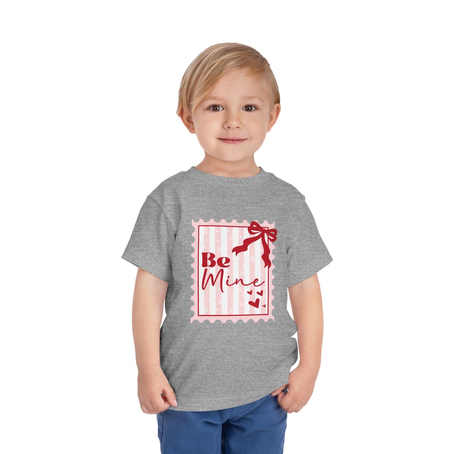 Be Mine Toddler Tee — Valentine’s Day Pink Stamp Design