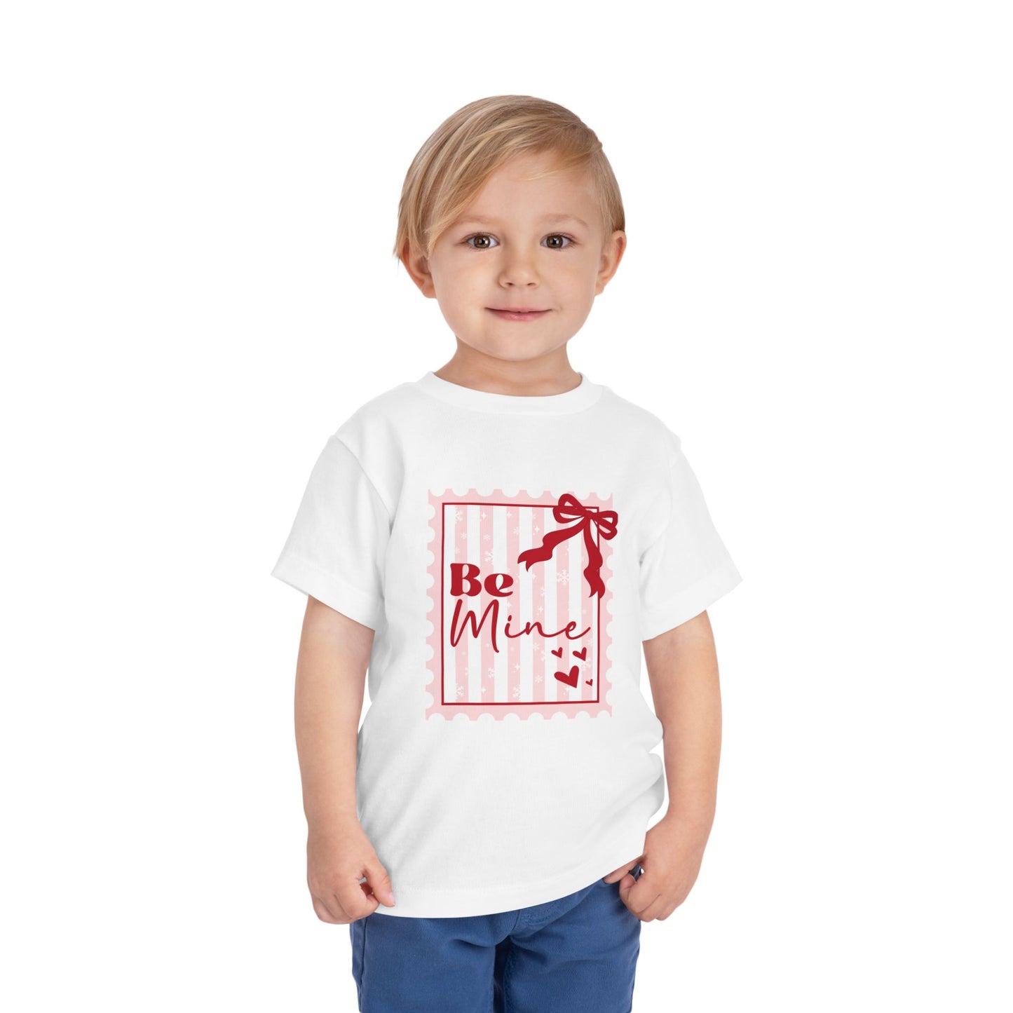 Be Mine Toddler Tee — Valentine’s Day Pink Stamp Design