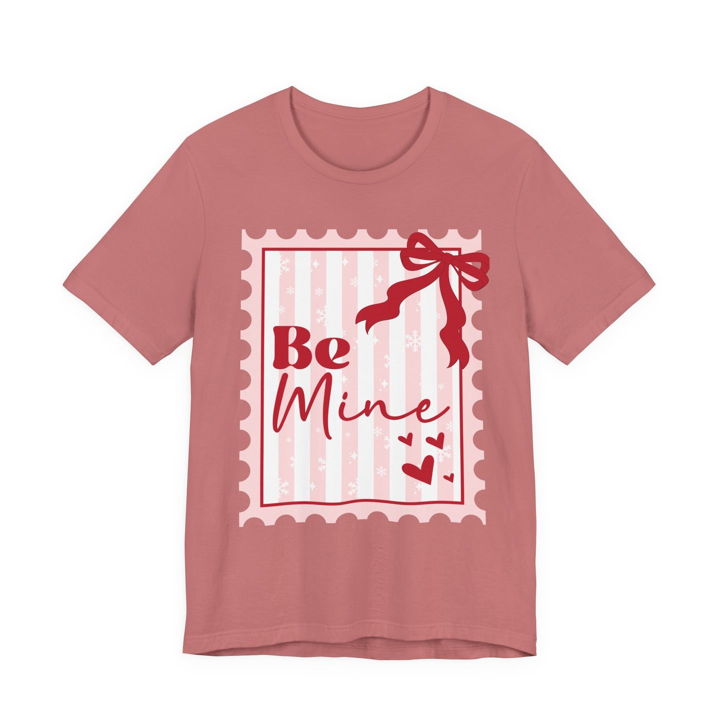 Be Mine Valentine Tee — Cute Pink Gift Stamp T‑Shirt