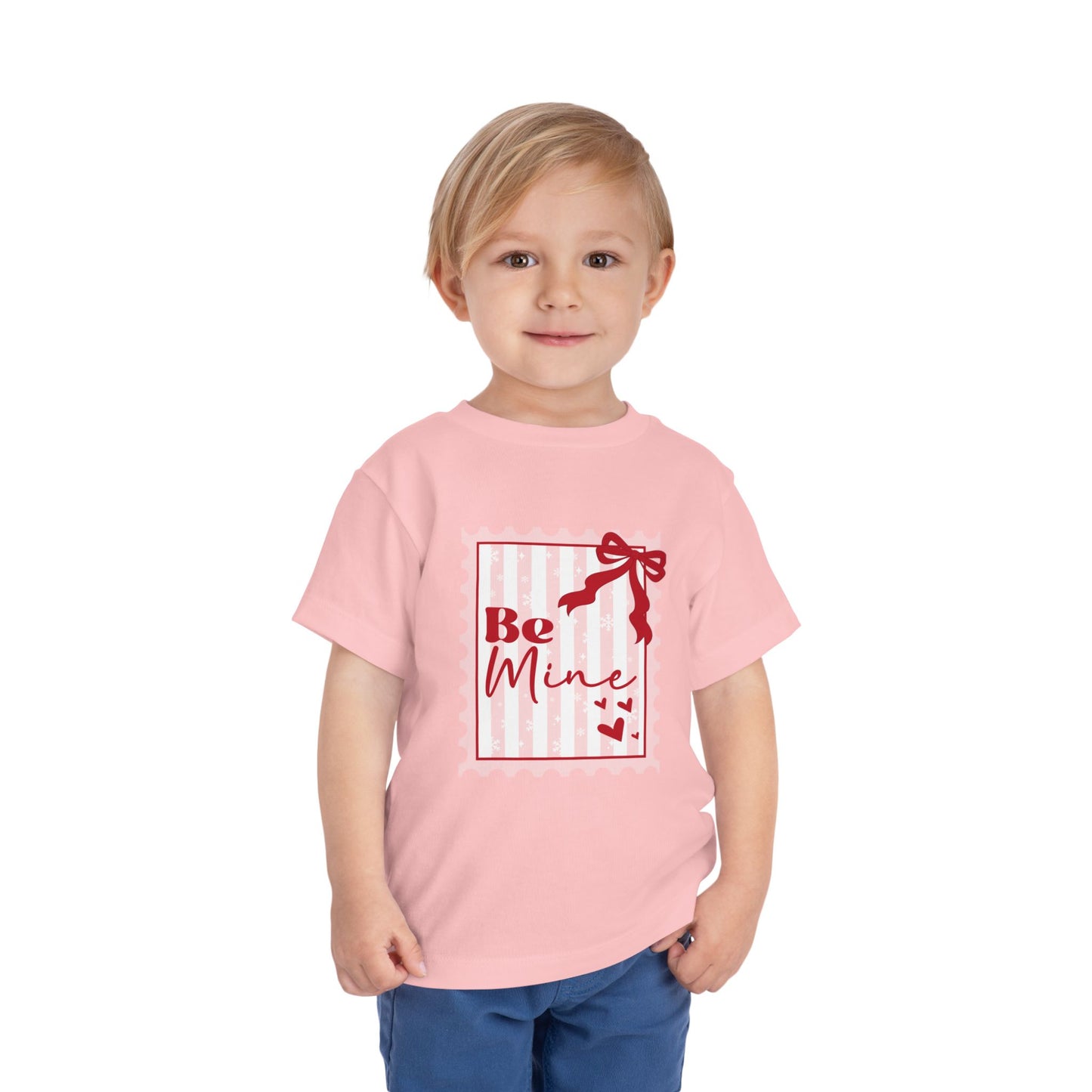 Be Mine Toddler Tee — Valentine’s Day Pink Stamp Design