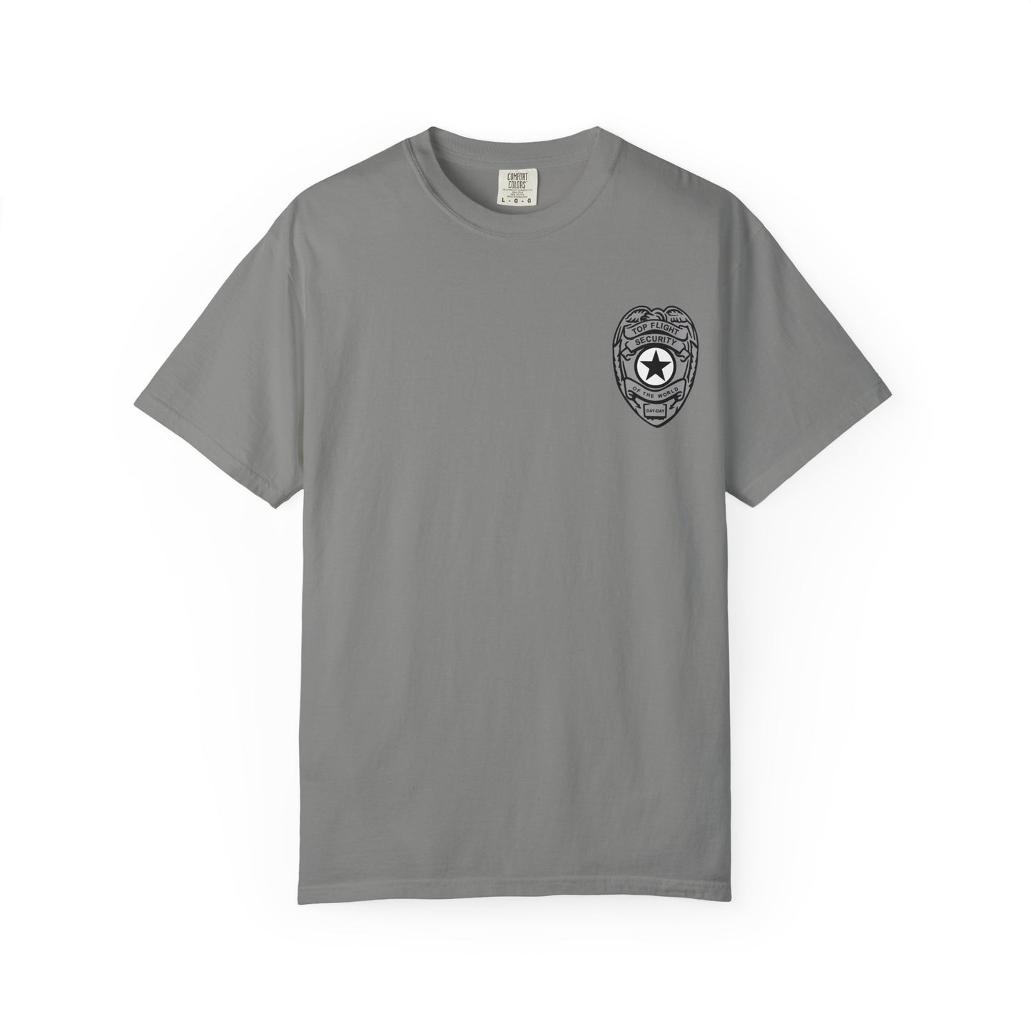 Flight Security Badge T-Shirt — "Top Flight Security of the World" Back Graphic Day-Day