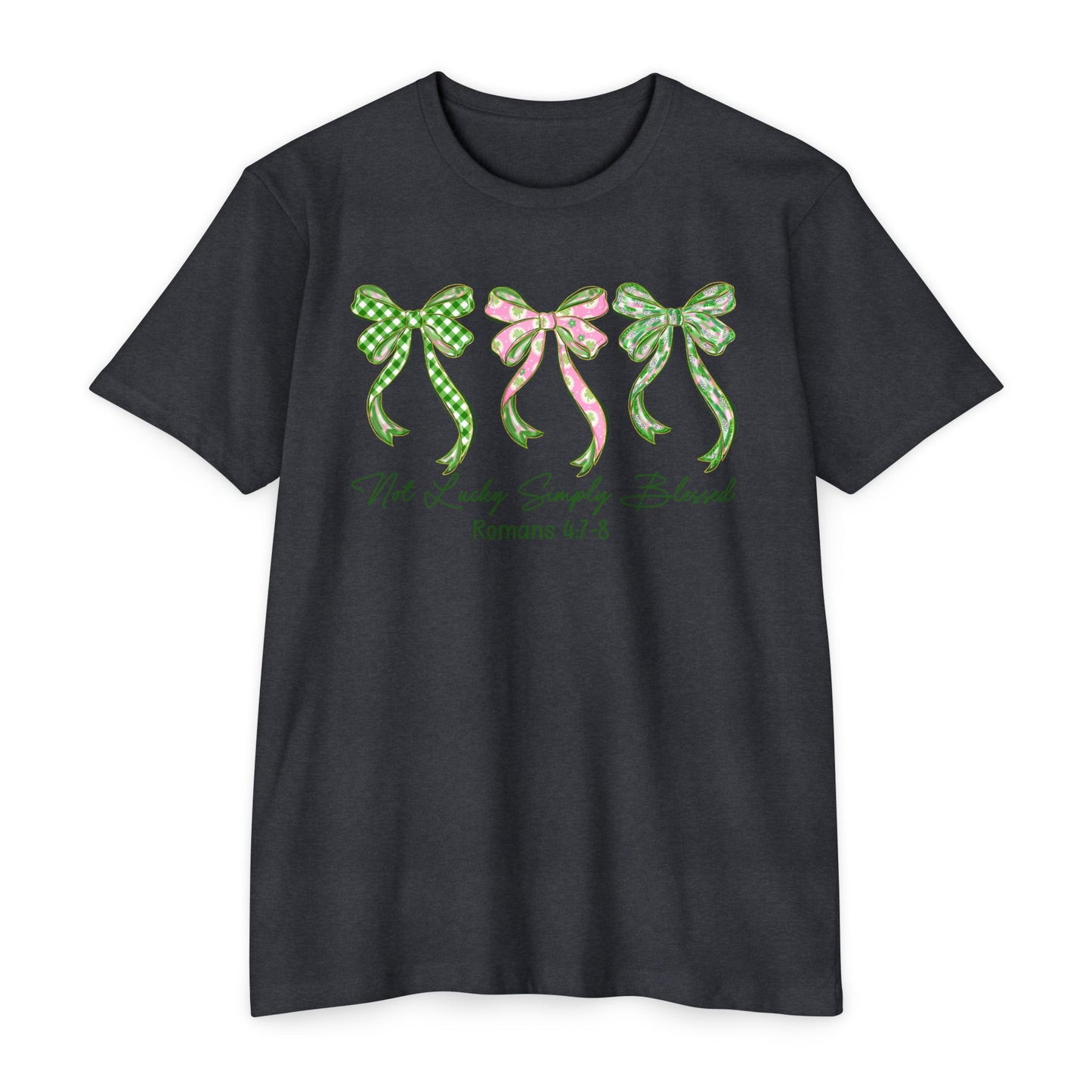 Bow Trio T‑Shirt — "Not Ashamed" Floral Ribbon Christian Tee (Romans 1:16)