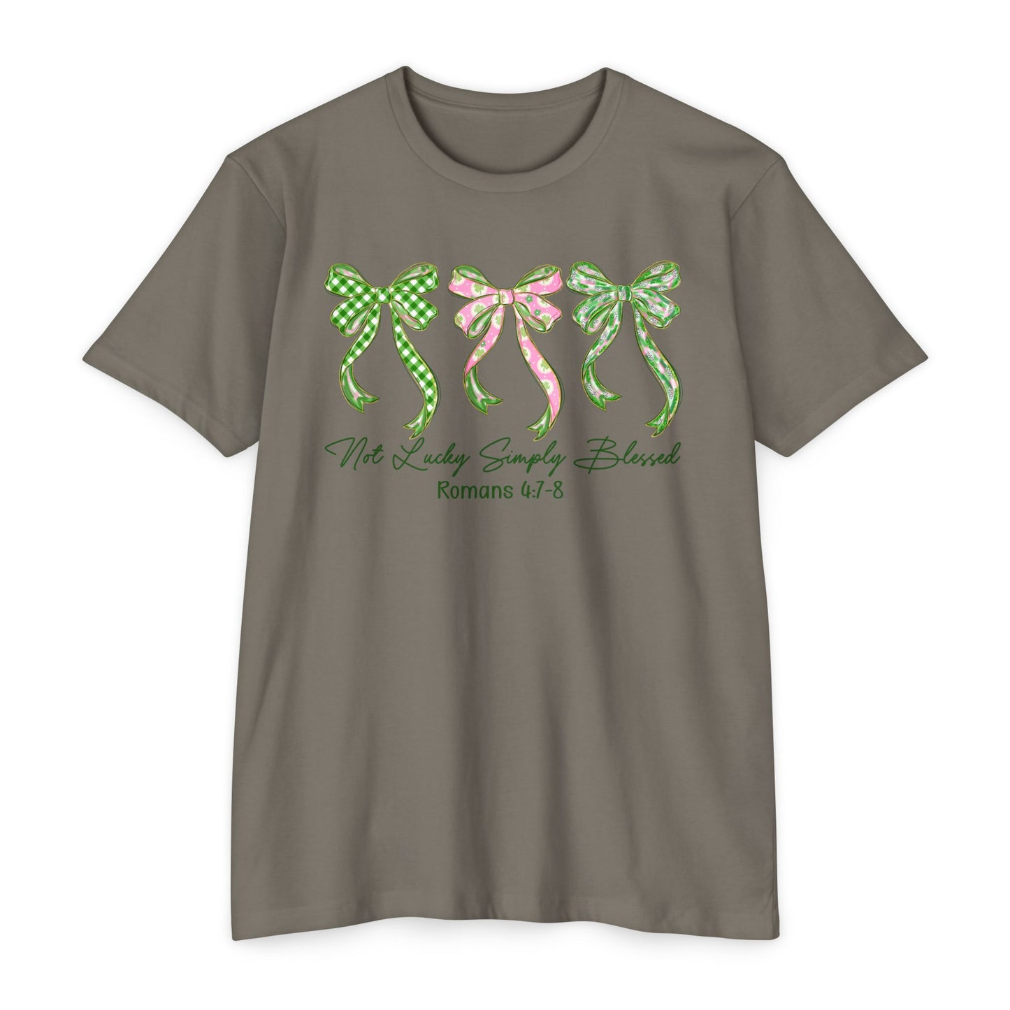 Bow Trio T‑Shirt — "Not Ashamed" Floral Ribbon Christian Tee (Romans 1:16)