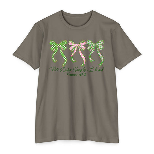 Bow Trio T‑Shirt — "Not Ashamed" Floral Ribbon Christian Tee (Romans 1:16)