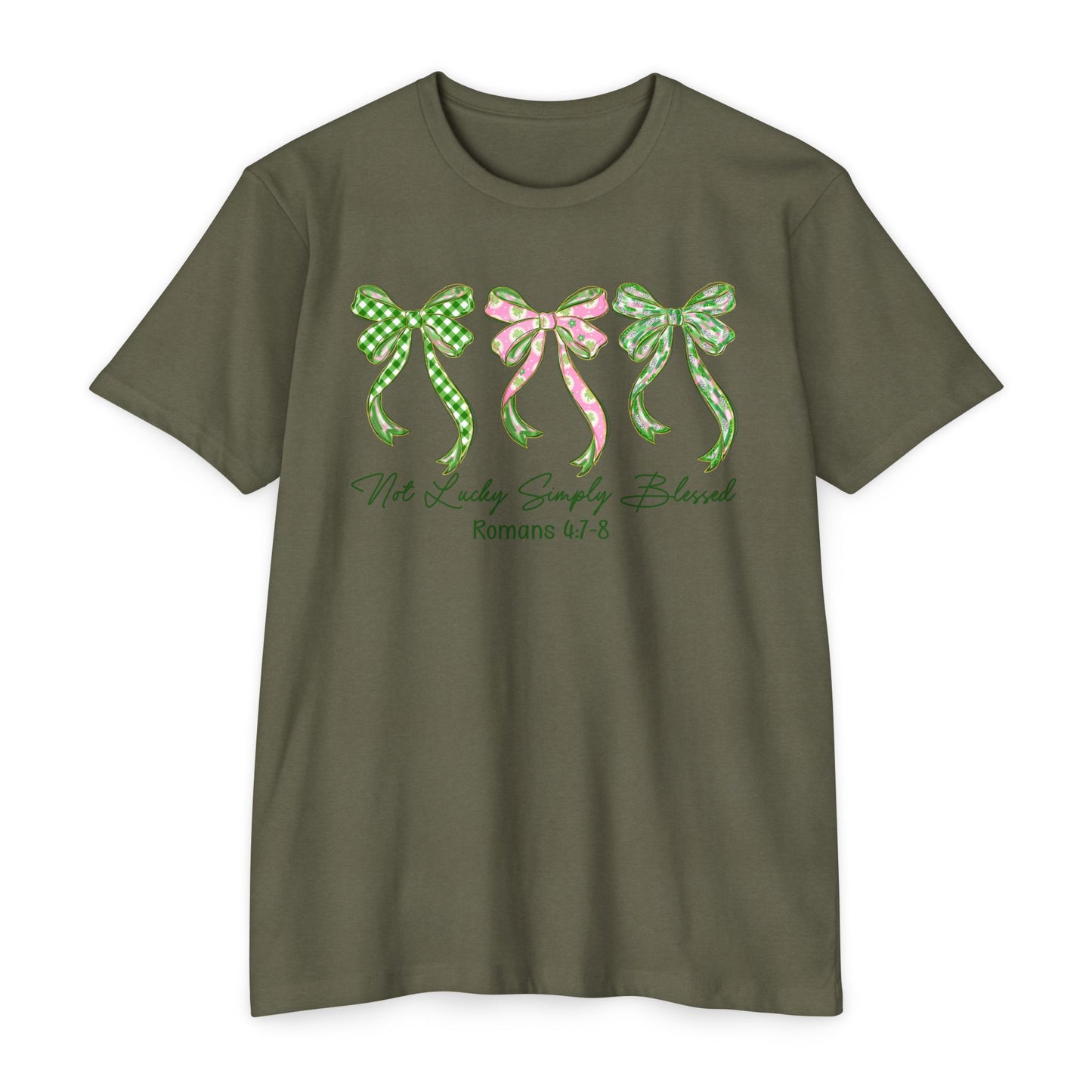Bow Trio T‑Shirt — "Not Ashamed" Floral Ribbon Christian Tee (Romans 1:16)