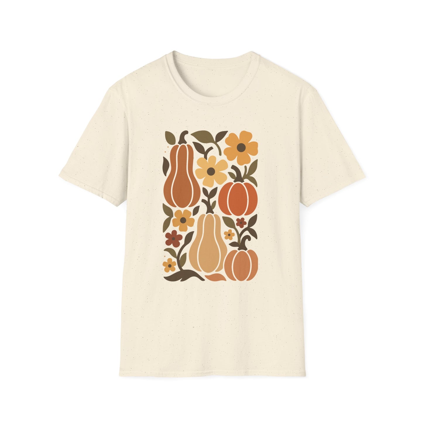 Autumn Harvest Unisex T-Shirt, Cozy Fall Tee, Seasonal Casual Wear, Thanksgiving Apparel, Pumpkin & Floral Design