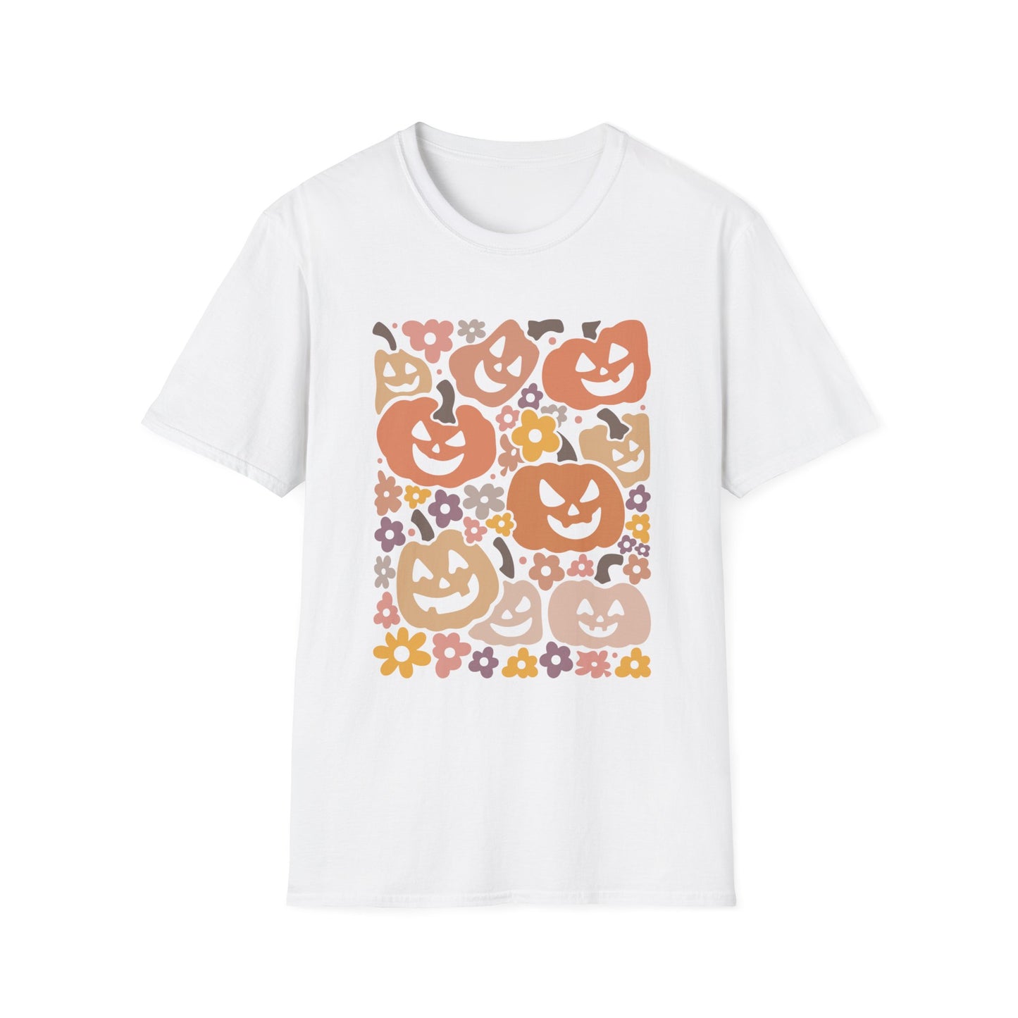 Autumn Harvest Pumpkin T-Shirt, Fall Fashion Tee, Halloween Shirt, Cute Unisex Tee, Seasonal Floral Top