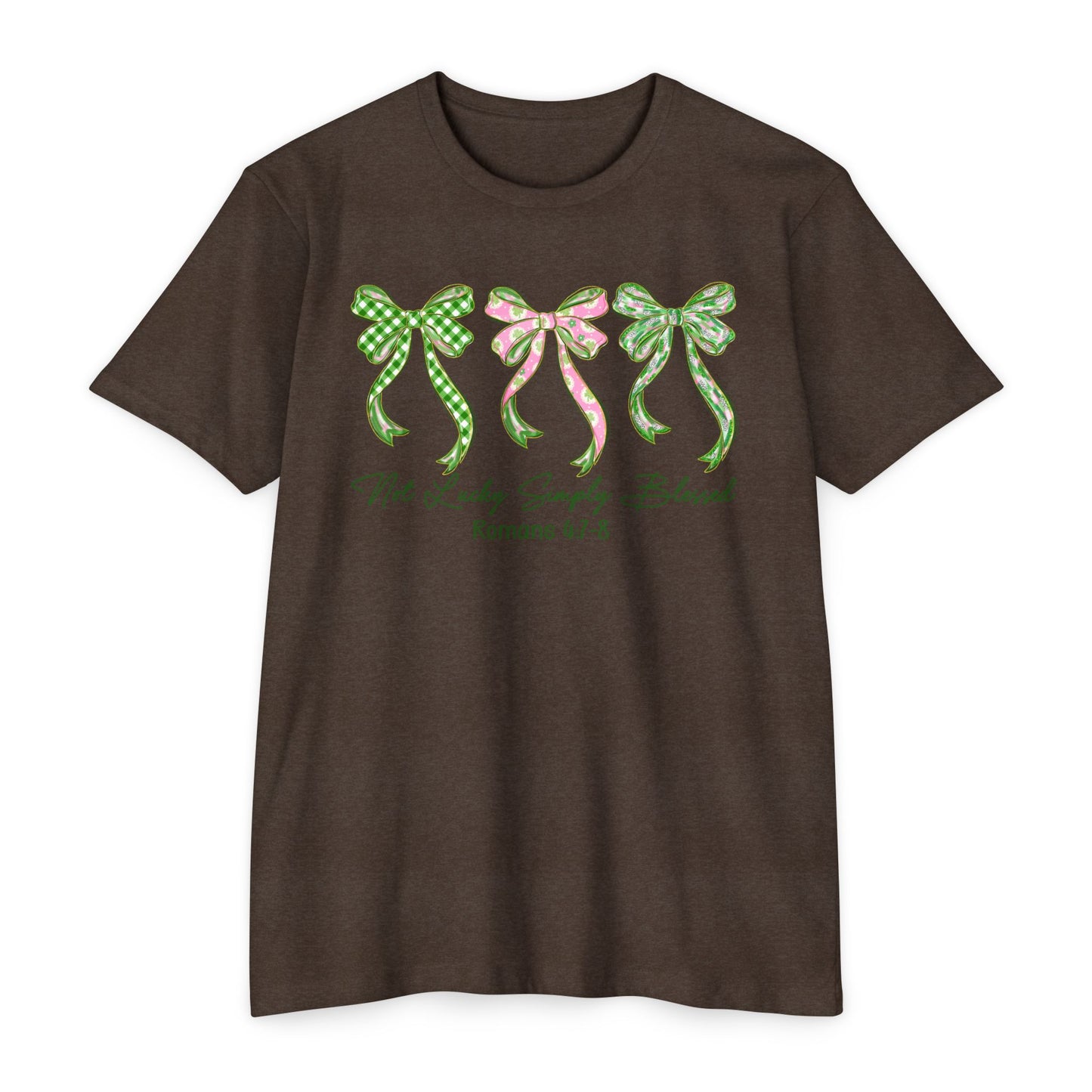 Bow Trio T‑Shirt — "Not Ashamed" Floral Ribbon Christian Tee (Romans 1:16)