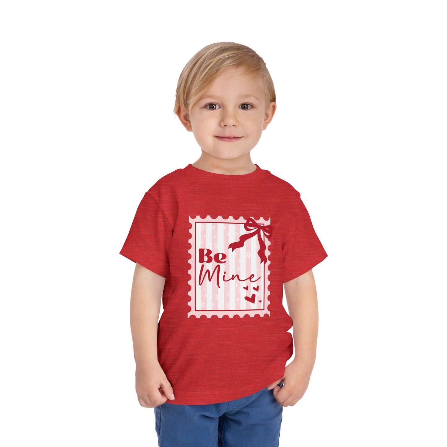 Be Mine Toddler Tee — Valentine’s Day Pink Stamp Design