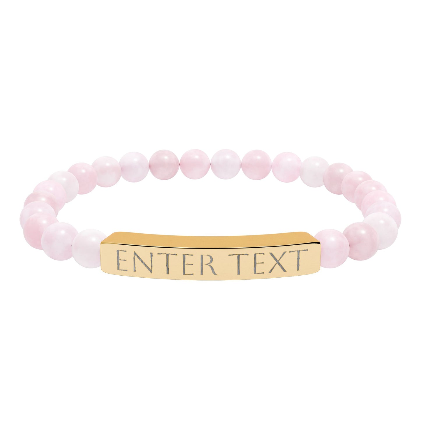 Engravable Natural Stone Bead Bar Bracelet — Custom Text Stretch Bracelet