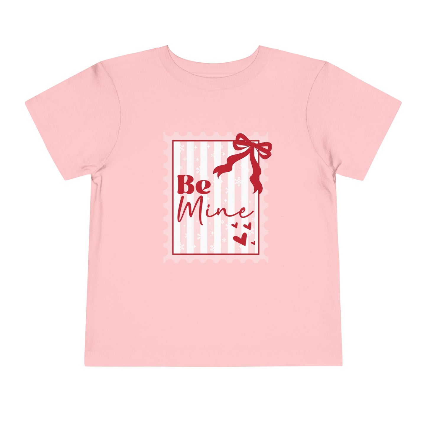 Be Mine Toddler Tee — Valentine’s Day Pink Stamp Design
