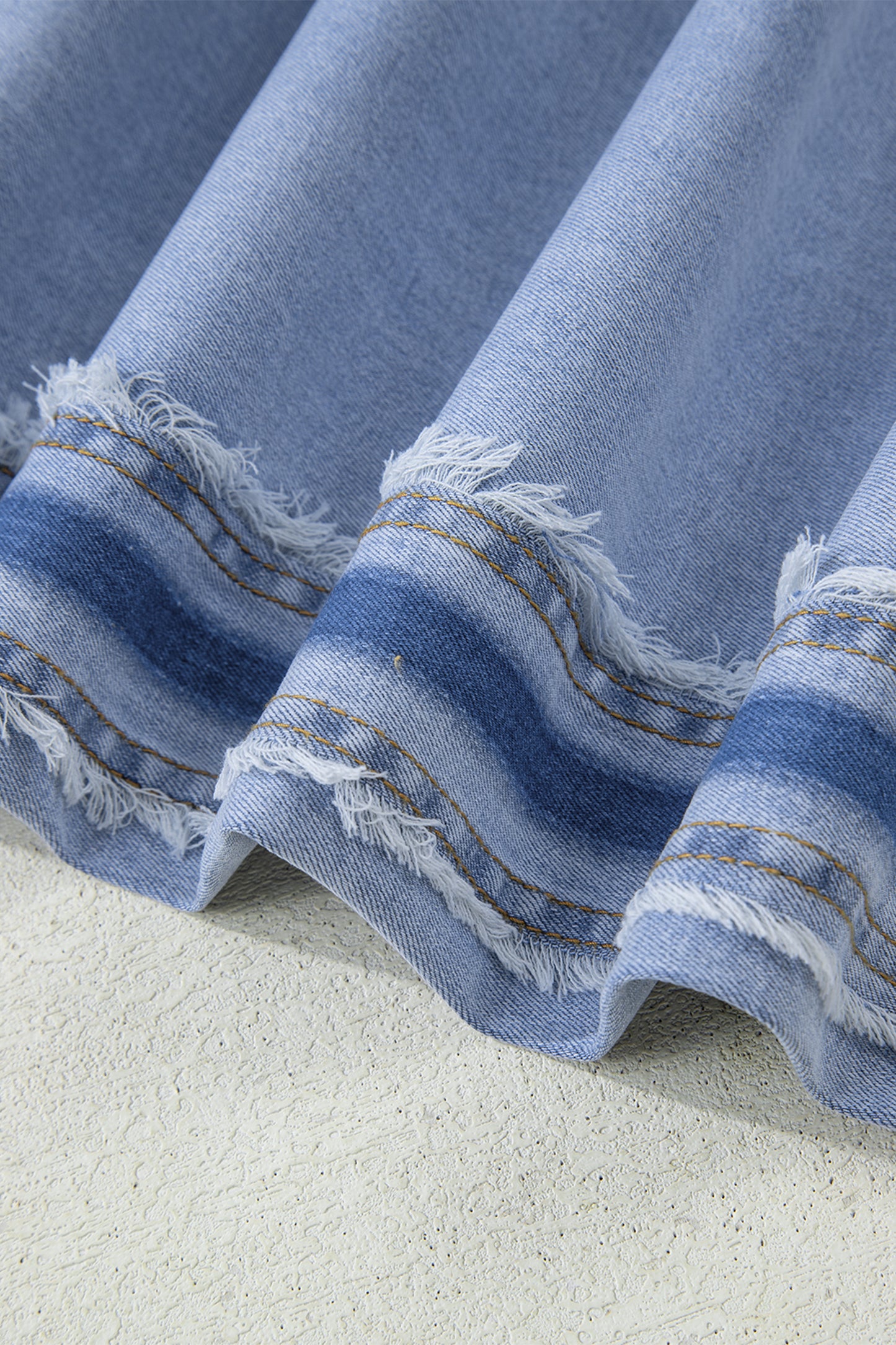 Beau Blue Contrast Stripe Frayed Side Panel Patchwork Shift Jeans